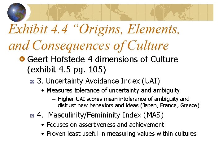 Exhibit 4. 4 “Origins, Elements, and Consequences of Culture Geert Hofstede 4 dimensions of