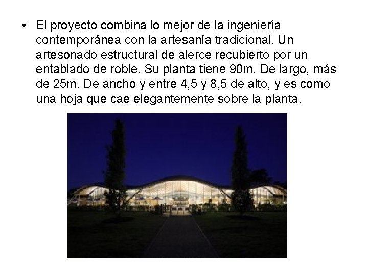  • El proyecto combina lo mejor de la ingeniería contemporánea con la artesanía