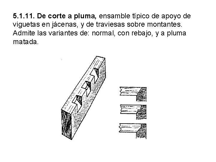 5. 1. 11. De corte a pluma, ensamble típico de apoyo de viguetas en