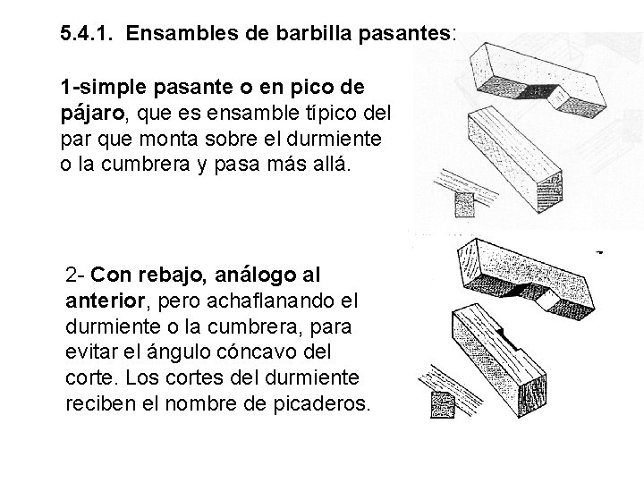 5. 4. 1. Ensambles de barbilla pasantes: 1 -simple pasante o en pico de