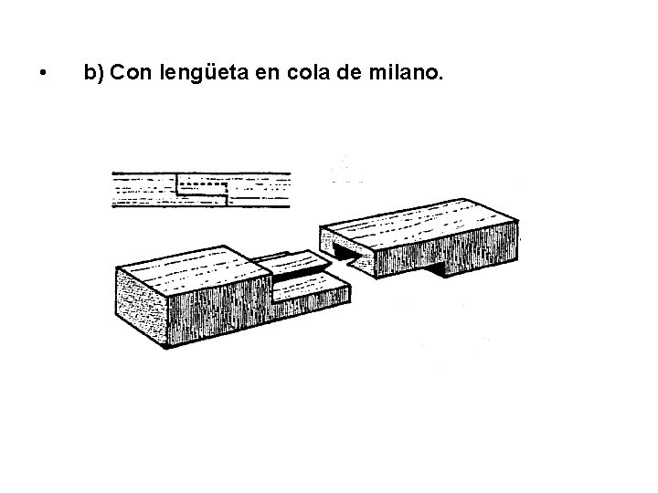  • b) Con lengüeta en cola de milano. 