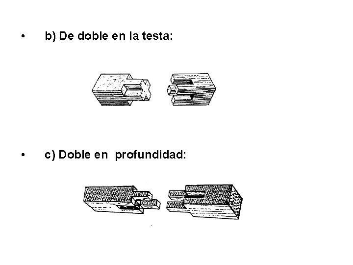  • b) De doble en la testa: • c) Doble en profundidad: 