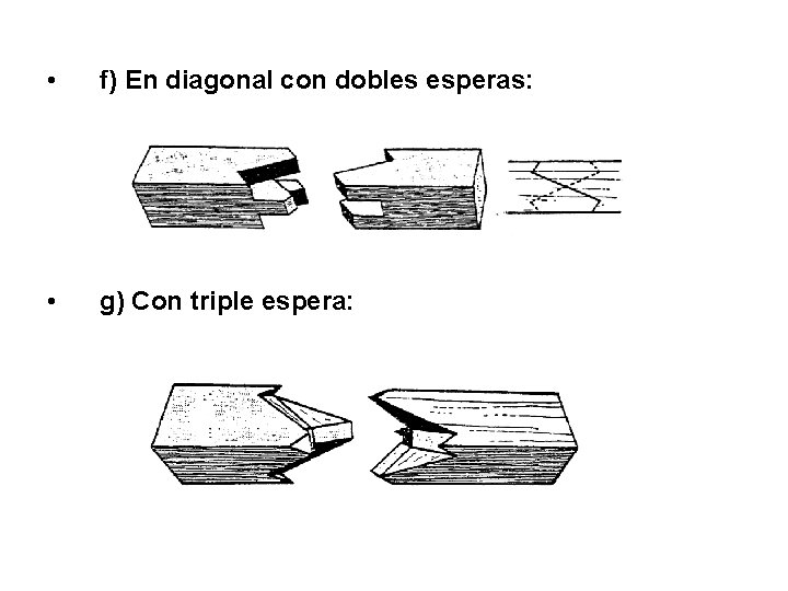  • f) En diagonal con dobles esperas: • g) Con triple espera: 