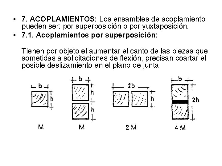  • 7. ACOPLAMIENTOS: Los ensambles de acoplamiento pueden ser: por superposición o por