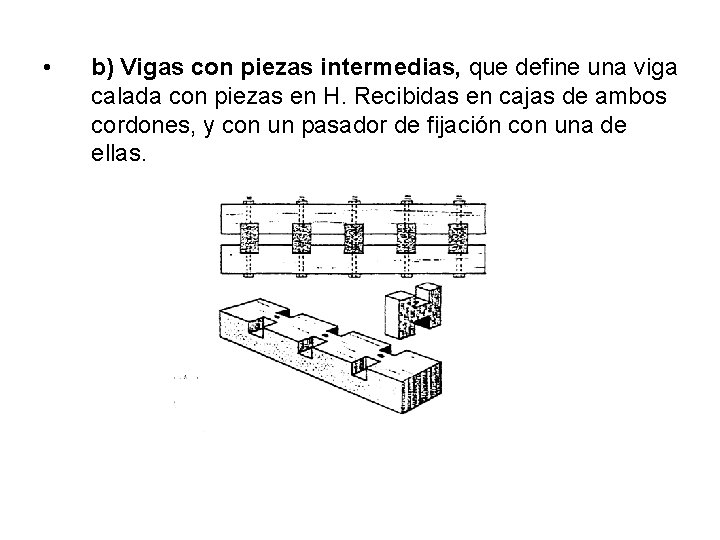  • b) Vigas con piezas intermedias, que define una viga calada con piezas