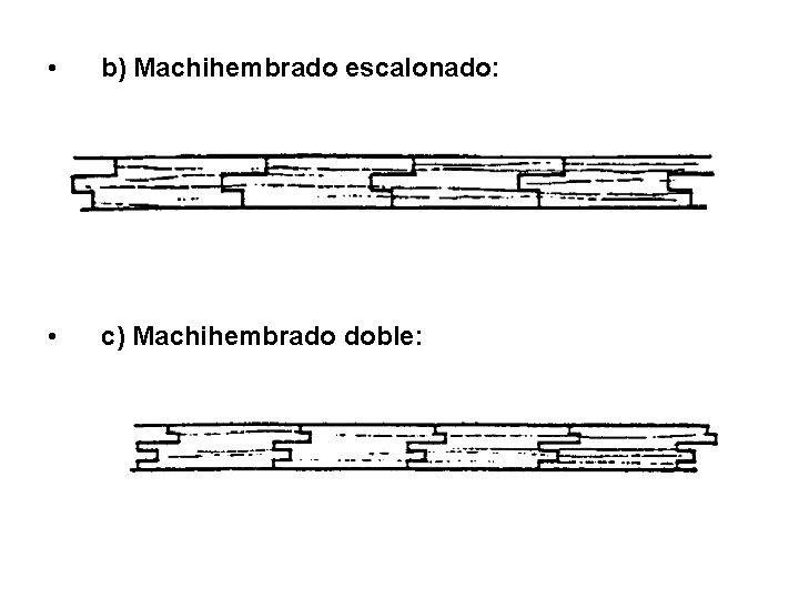  • b) Machihembrado escalonado: • c) Machihembrado doble: 