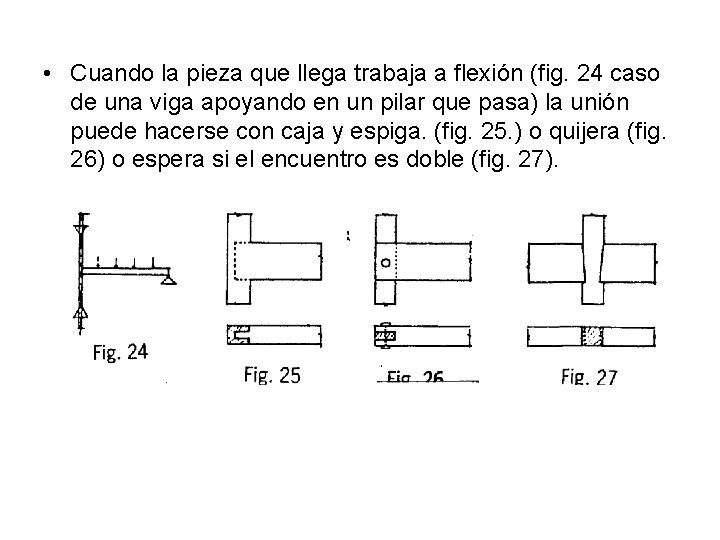 • Cuando la pieza que llega trabaja a flexión (fig. 24 caso de
