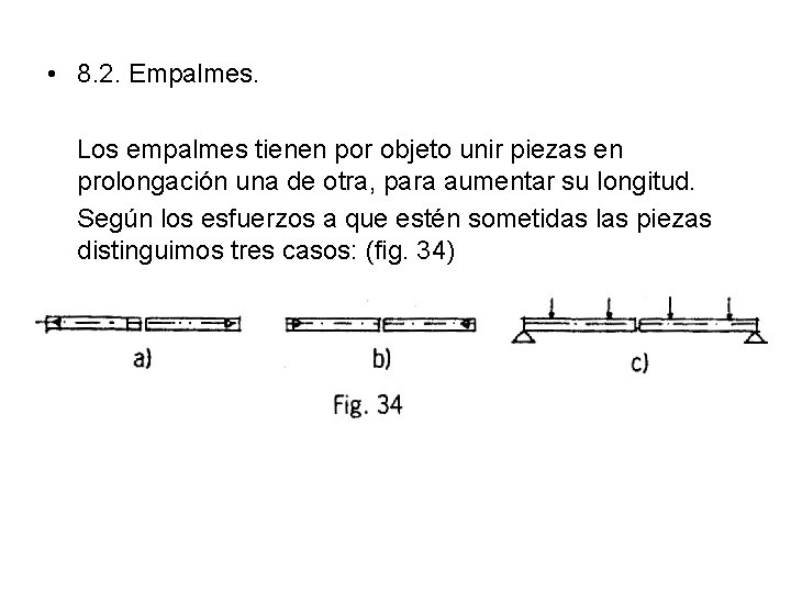  • 8. 2. Empalmes. Los empalmes tienen por objeto unir piezas en prolongación