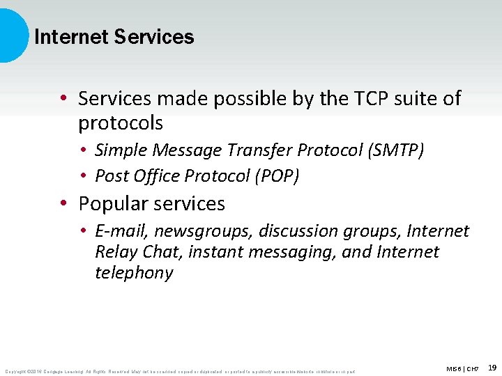 Internet Services • Services made possible by the TCP suite of protocols • Simple