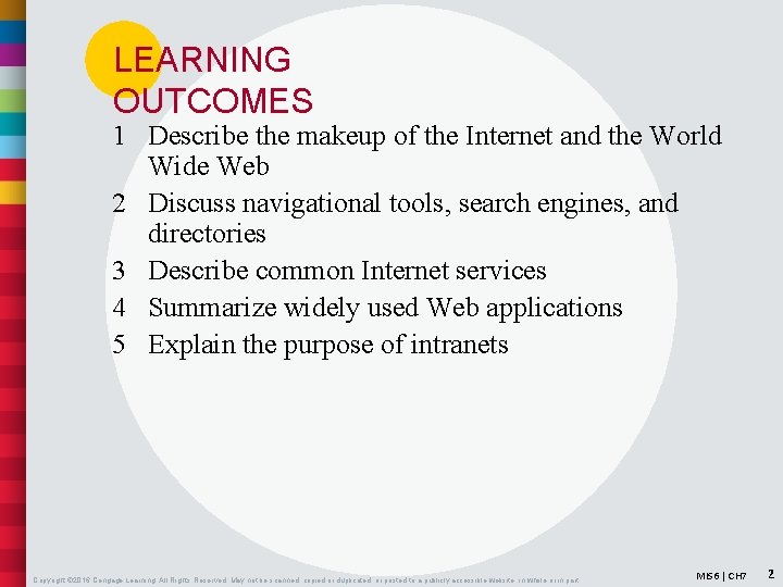 LEARNING OUTCOMES 1 Describe the makeup of the Internet and the World Wide Web