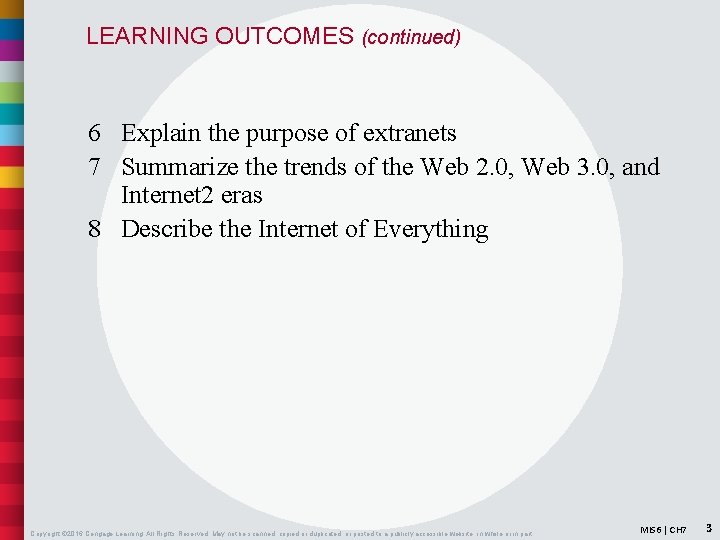 LEARNING OUTCOMES (continued) 6 Explain the purpose of extranets 7 Summarize the trends of