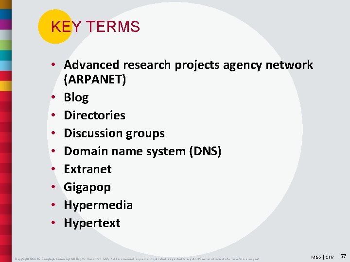 KEY TERMS • Advanced research projects agency network (ARPANET) • Blog • Directories •