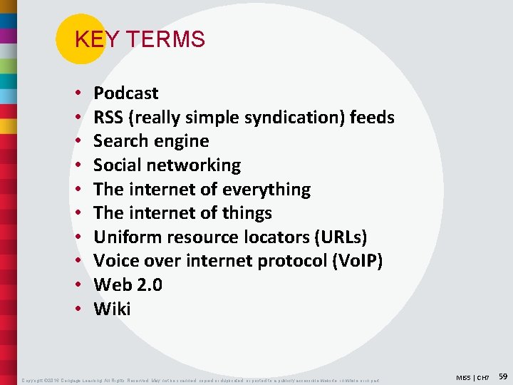 KEY TERMS • • • Podcast RSS (really simple syndication) feeds Search engine Social