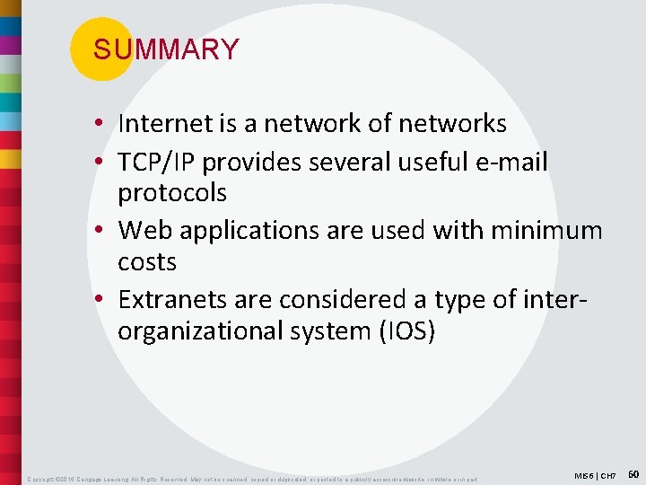 SUMMARY • Internet is a network of networks • TCP/IP provides several useful e-mail