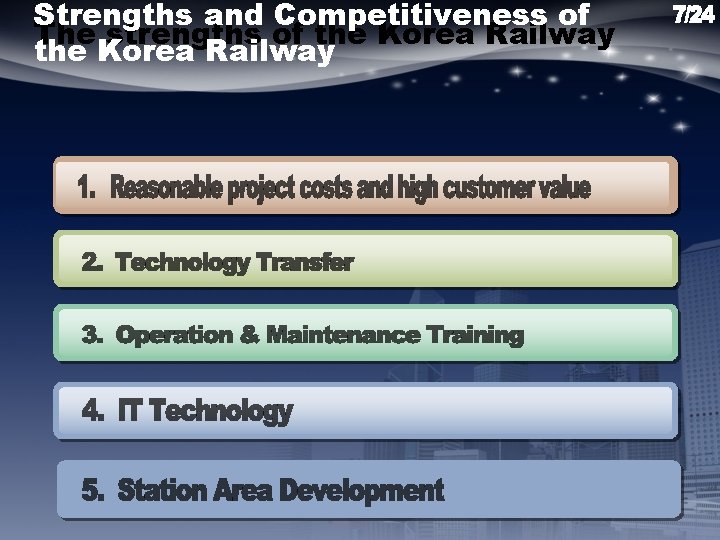 Strengths and Competitiveness of The strengths of the Korea Railway 