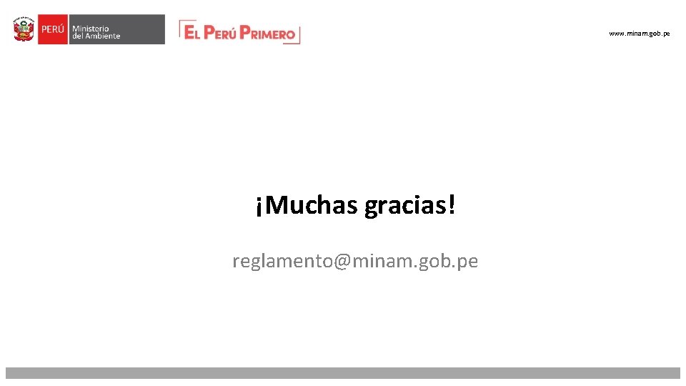 PERÚ LIMPIO www. minam. gob. pe ¡Muchas gracias! reglamento@minam. gob. pe PERÚ NATURAL 