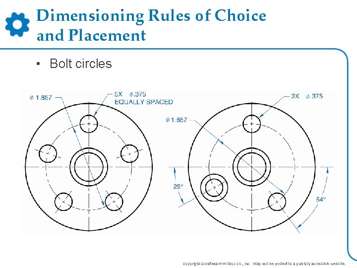 Dimensioning Rules of Choice and Placement • Bolt circles Copyright Goodheart-Willcox Co. , Inc.