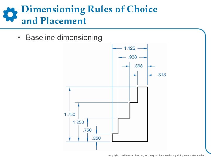 Dimensioning Rules of Choice and Placement • Baseline dimensioning Copyright Goodheart-Willcox Co. , Inc.