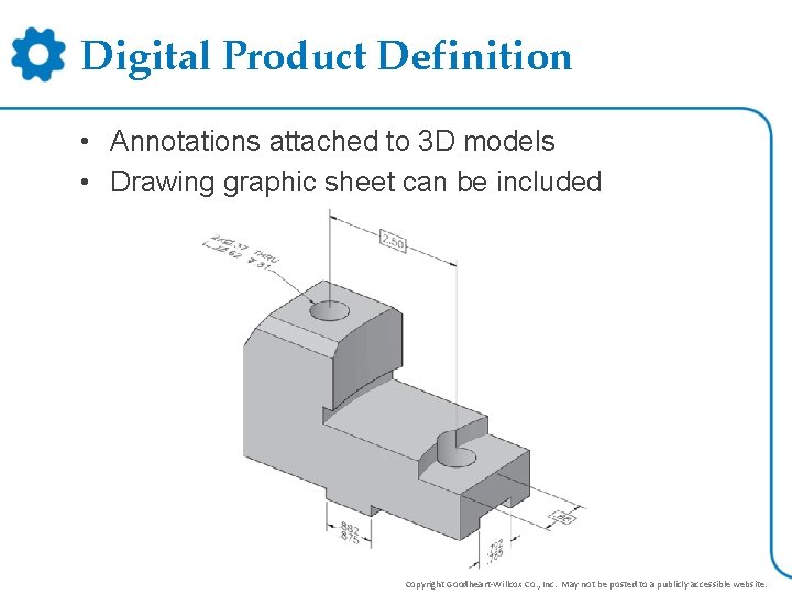 Digital Product Definition • Annotations attached to 3 D models • Drawing graphic sheet Digital Product Definition • Annotations attached to 3 D models • Drawing graphic sheet
