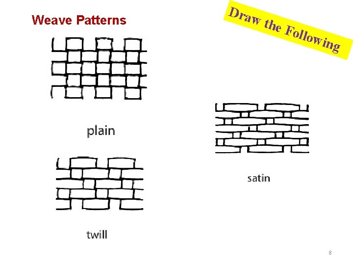 Weave Patterns Dra w th e Fo llow ing 8 