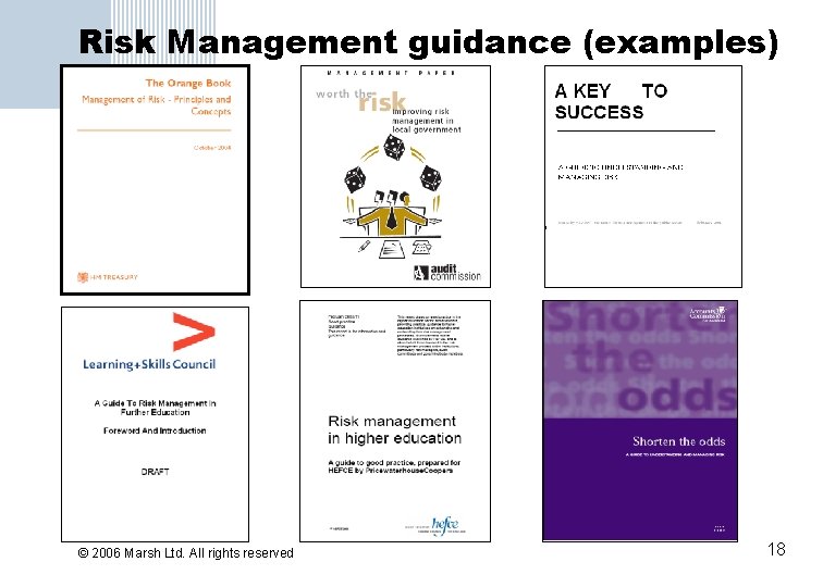 Risk Management guidance (examples) © 2006 Marsh Ltd. All rights reserved 18 