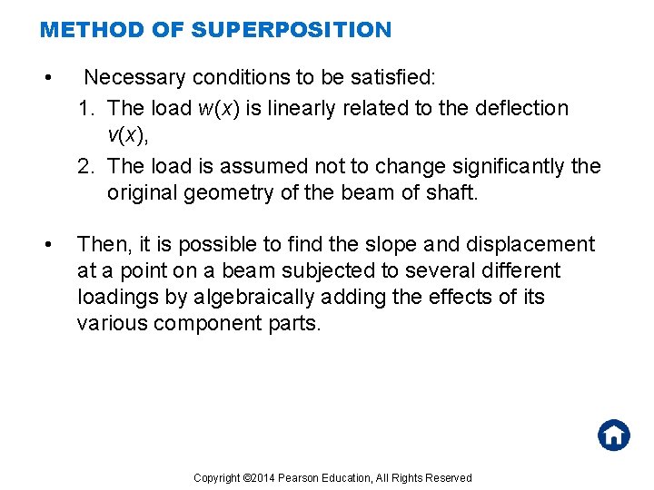 METHOD OF SUPERPOSITION • Necessary conditions to be satisfied: 1. The load w(x) is