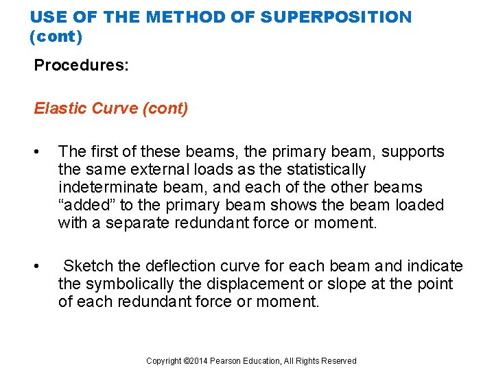 USE OF THE METHOD OF SUPERPOSITION (cont) Procedures: Elastic Curve (cont) • The first