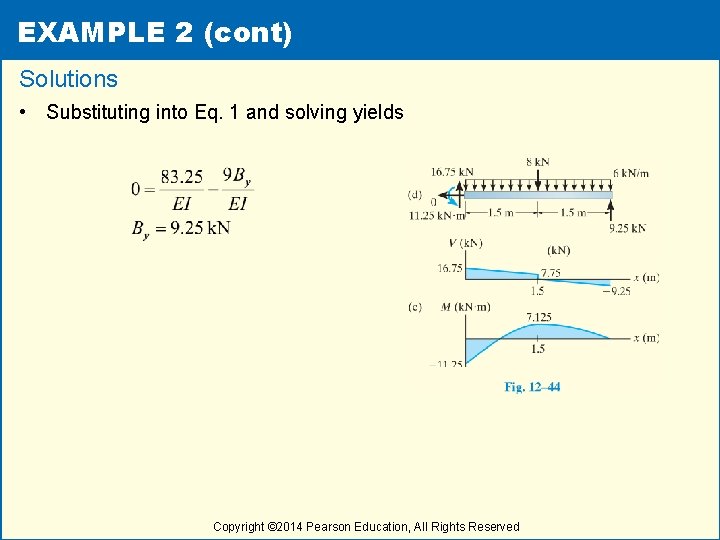 EXAMPLE 2 (cont) Solutions • Substituting into Eq. 1 and solving yields Copyright ©