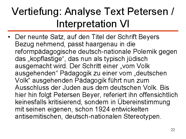 Vertiefung: Analyse Text Petersen / Interpretation VI • Der neunte Satz, auf den Titel