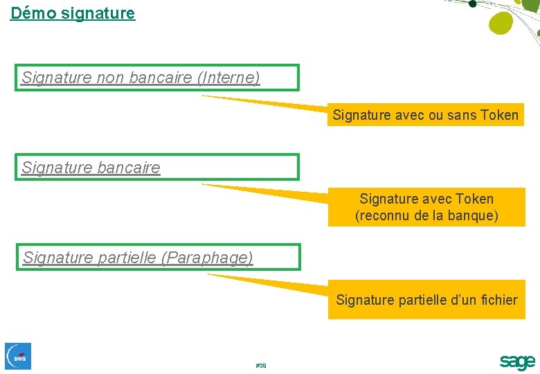 Démo signature Signature non bancaire (Interne) Signature avec ou sans Token Signature bancaire Signature