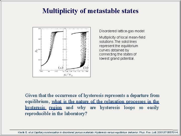 Multiplicity of metastable states Disordered lattice-gas model: Multiplicity of local mean-field solutions. The solid