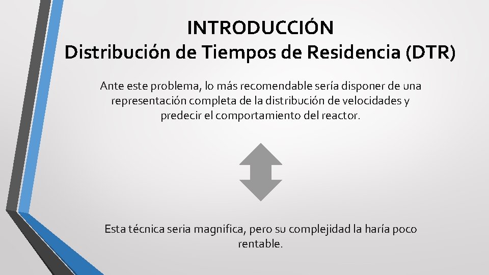 INTRODUCCIÓN Distribución de Tiempos de Residencia (DTR) Ante este problema, lo más recomendable sería