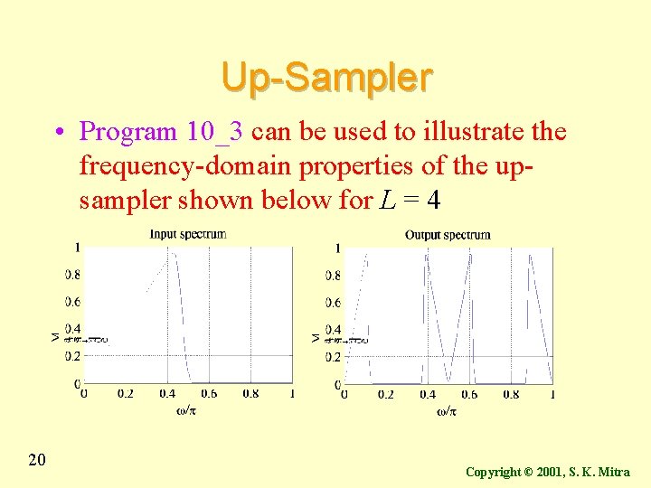 Up-Sampler • Program 10_3 can be used to illustrate the frequency-domain properties of the