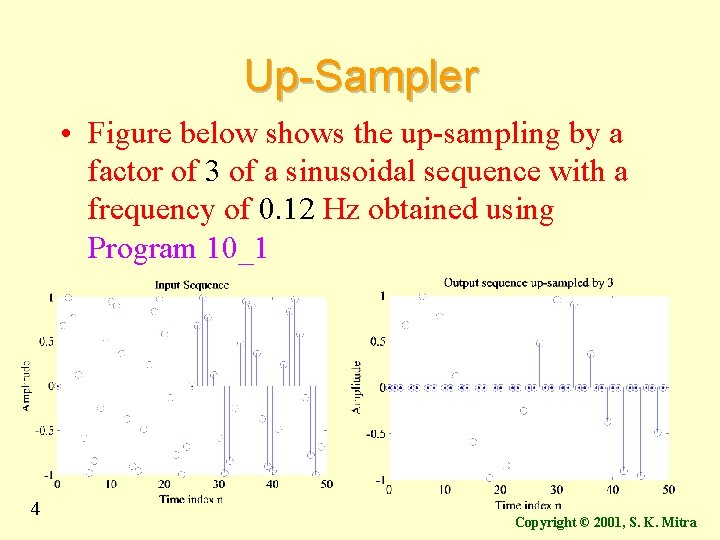 Up-Sampler • Figure below shows the up-sampling by a factor of 3 of a