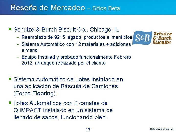 Reseña de Mercadeo – Sitios Beta § Schulze & Burch Biscuit Co. , Chicago,