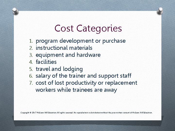 Cost Categories 1. 2. 3. 4. 5. 6. 7. program development or purchase instructional