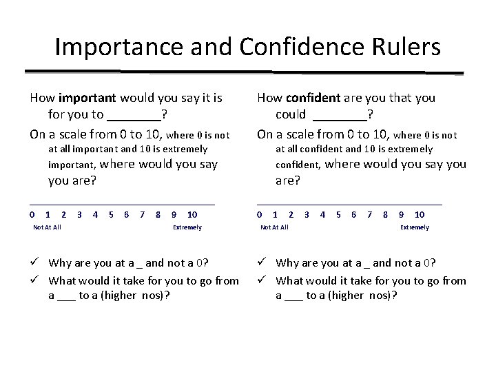 Importance and Confidence Rulers How important would you say it is for you to