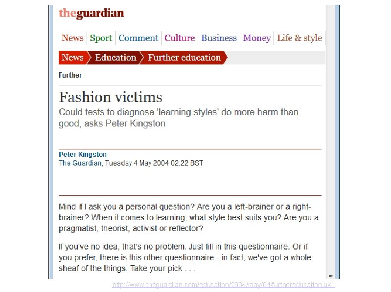 http: //www. theguardian. com/education/2004/may/04/furthereducation. uk 1 