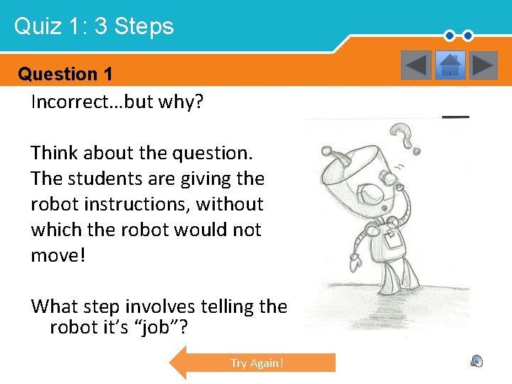 Quiz 1: 3 Steps Question 1 Incorrect…but why? Think about the question. The students