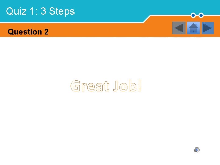 Quiz 1: 3 Steps Question 2 Great Job! 