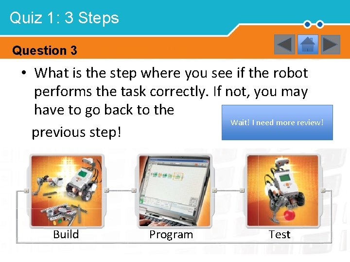 Quiz 1: 3 Steps Question 3 • What is the step where you see