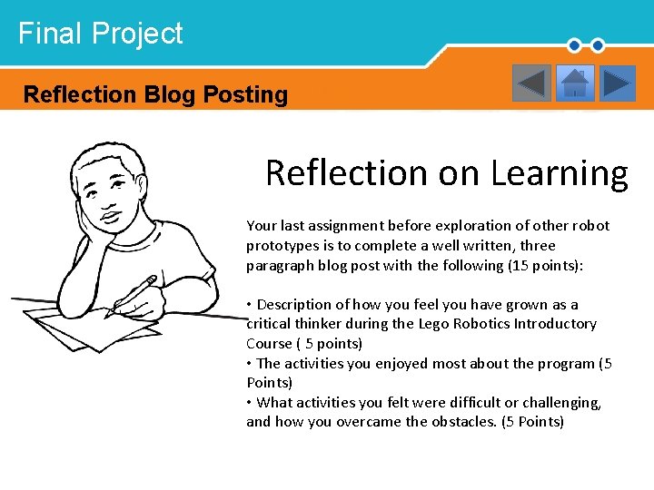 Final Project Reflection Blog Posting Reflection on Learning Your last assignment before exploration of