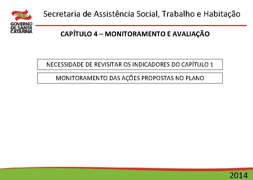 Secretaria de Assistência Social, Trabalho e Habitação CAPÍTULO 4 – MONITORAMENTO E AVALIAÇÃO NECESSIDADE