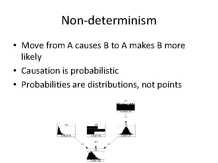 Non-determinism • Move from A causes B to A makes B more likely •