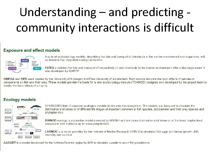 Understanding – and predicting community interactions is difficult 