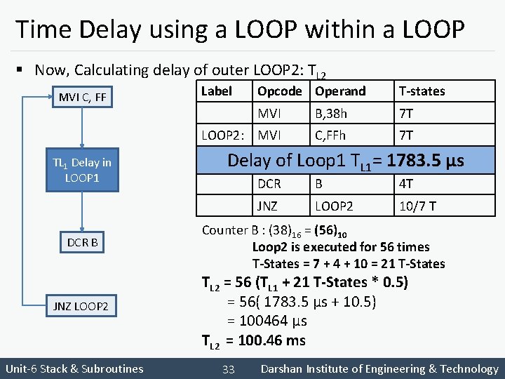 Time Delay using a LOOP within a LOOP § Now, Calculating delay of outer