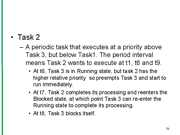  • Task 2 – A periodic task that executes at a priority above
