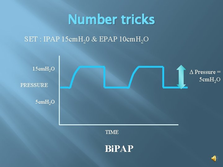 Number tricks SET : IPAP 15 cm. H 20 & EPAP 10 cm. H