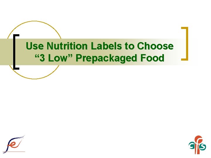 Use Nutrition Labels to Choose “ 3 Low” Prepackaged Food 