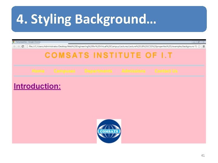 4. Styling Background… 41 